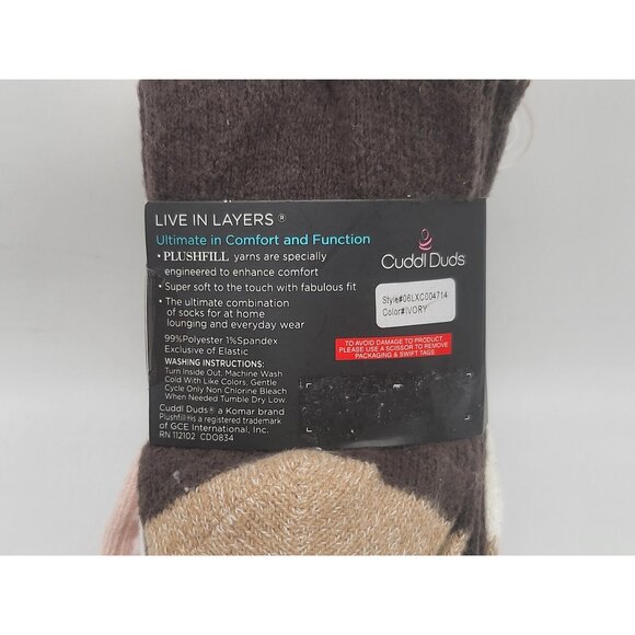 Cuddl Duds Boot Socks Plushfill Ladies 4-10 Ivory & Pink Ultra Soft‎ Warm Cozy - Picture 3 of 3
